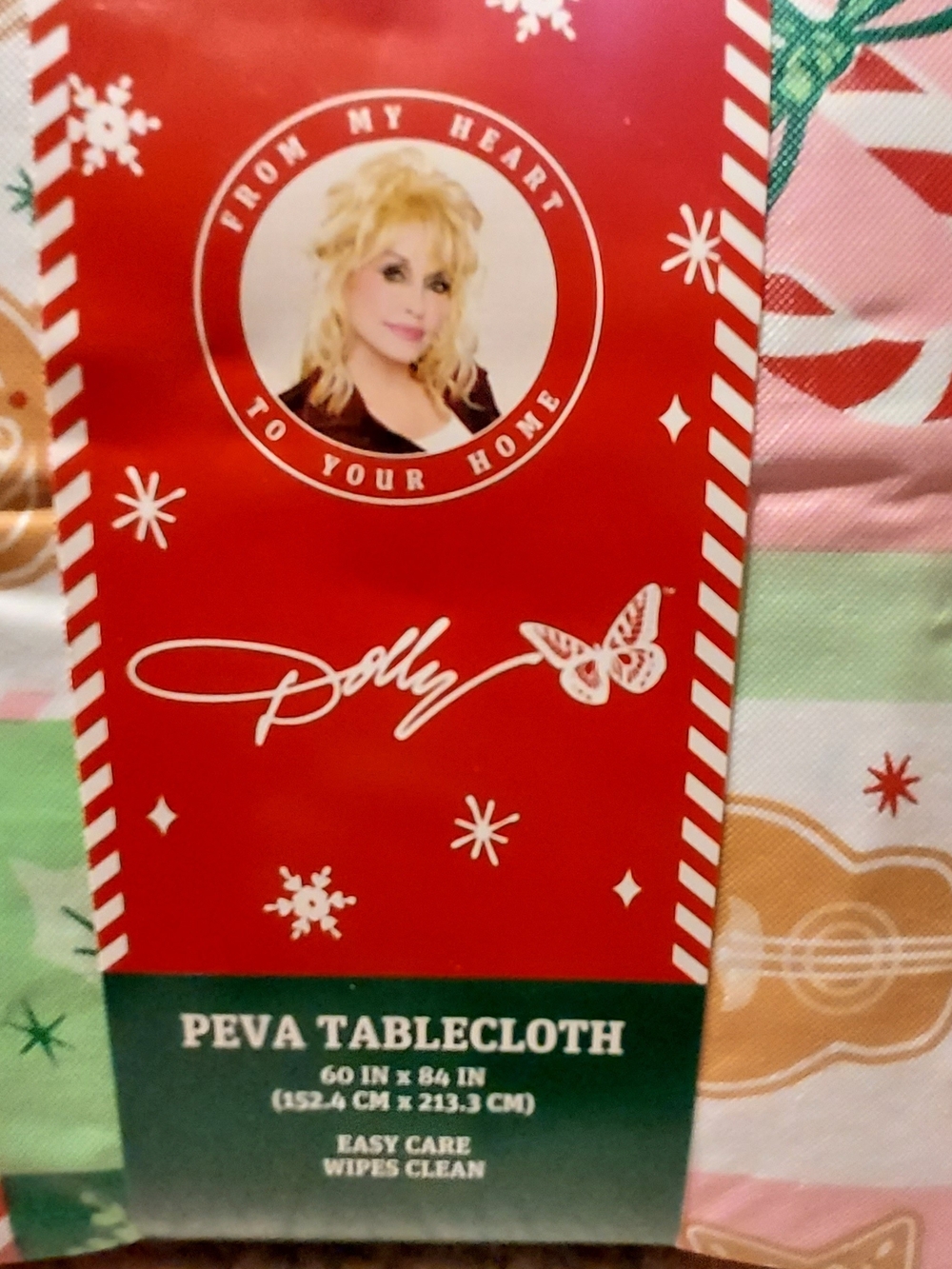 Dolly Parton PEVA Holiday Tablecloth in Red and Multi-Color New